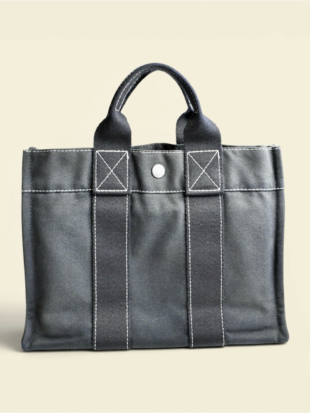 Hermes Black Canvas Tote Bag
